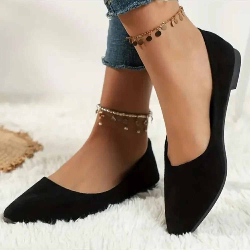 BRAND NEW A.NEW DAY FAUX SUEDE POINTED TOE WOMEN"S FLAT SHOE